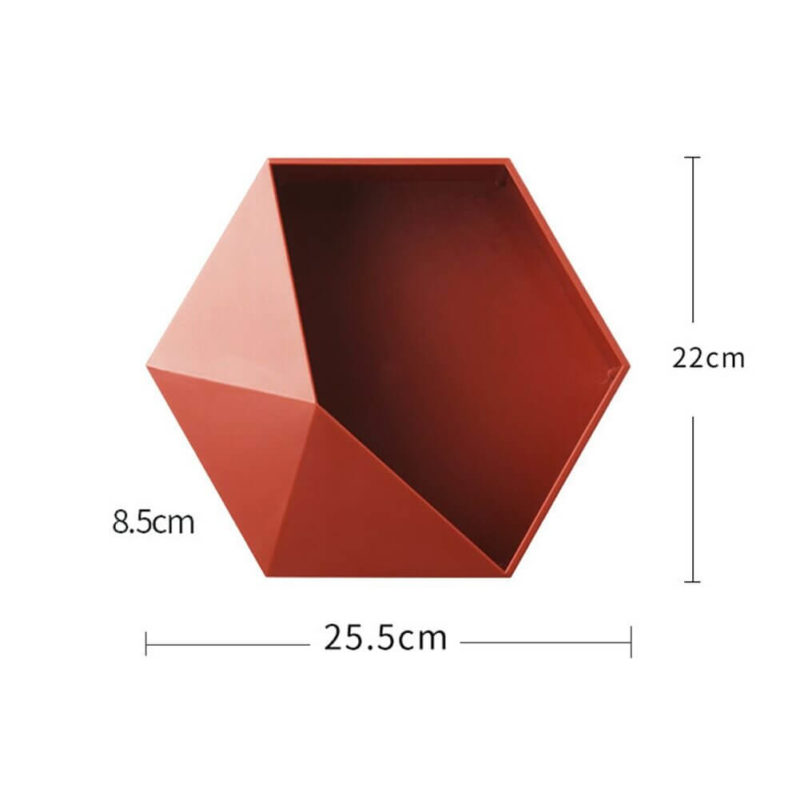 étagère design hexagonale - vue des dimensions