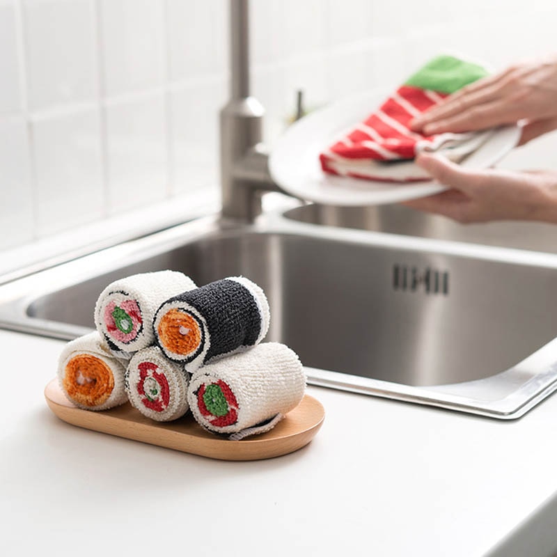 Serviette microfibre sushi - lot de 5