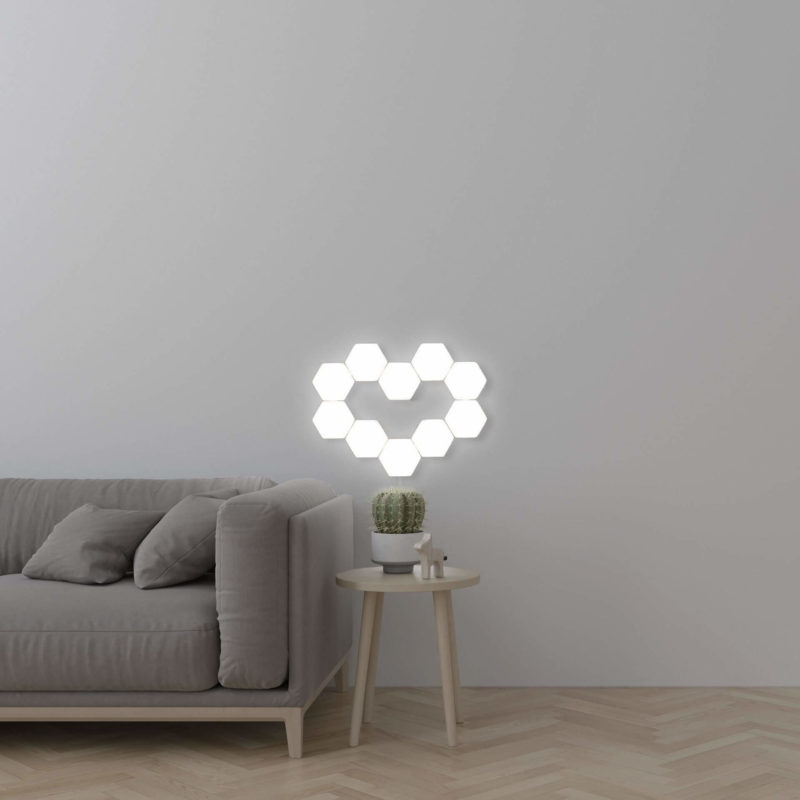 Lampe tactile hexagonale en motif de coeur