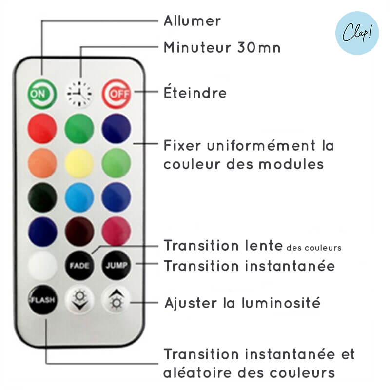 Lampe ronde LED multicouleur RGB d'ambiance et télécomande