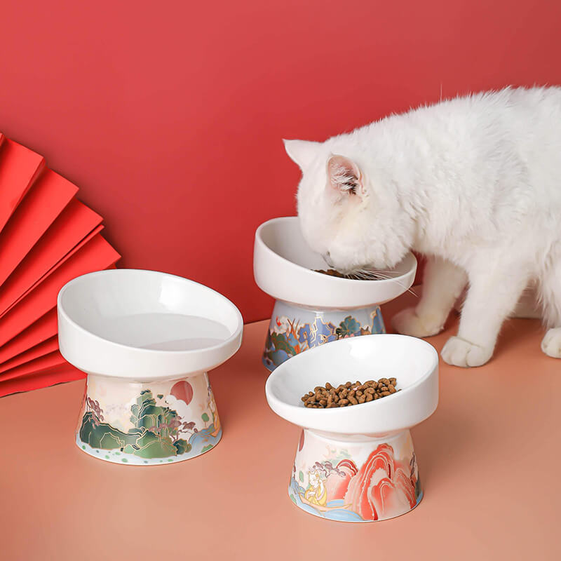 Bol surrelevé en porcelaine pour chat de luxe