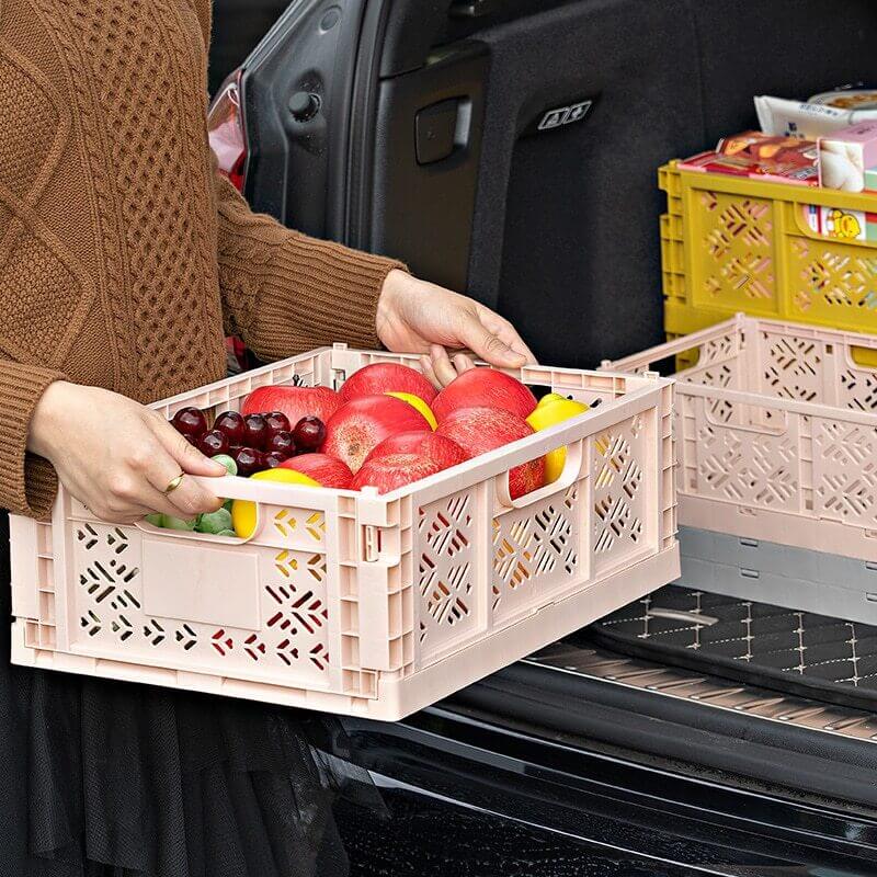 Boîte de rangement pliable en plastique empilable facile à utiliser pour les