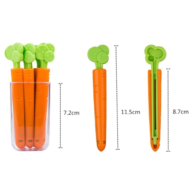 Dimensions des pinces hermétiques alimentaires en forme de carotte