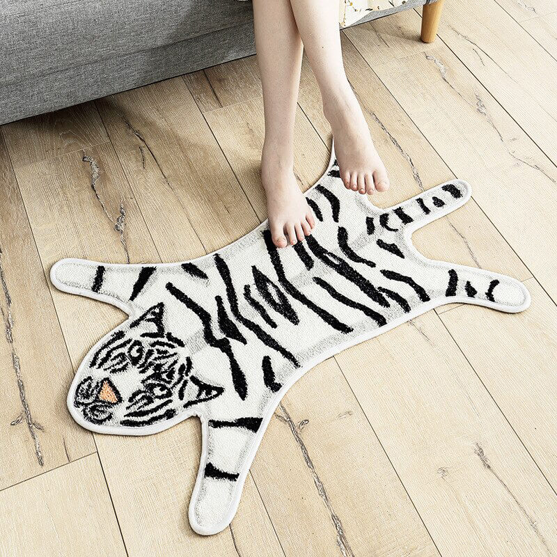 Tapis de salon en forme de tigre - couleur blanc