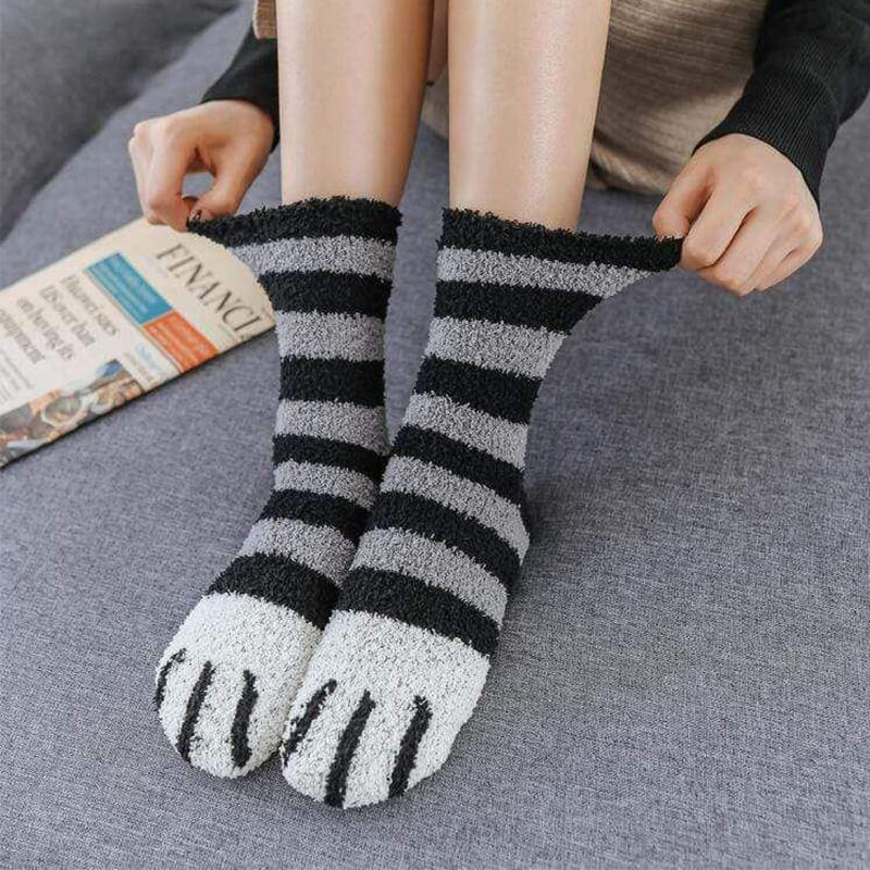 Chaussettes chaudes rigolotes pour enfants Chat d’hiver