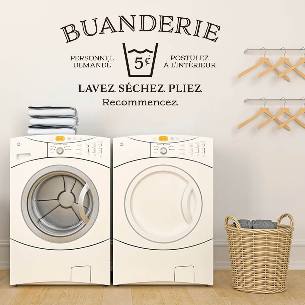 Sticker Buanderie mot étendu sur corde à linge - TenStickers