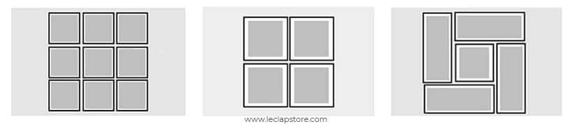 Exemple de disposition de cadres en forme de carré