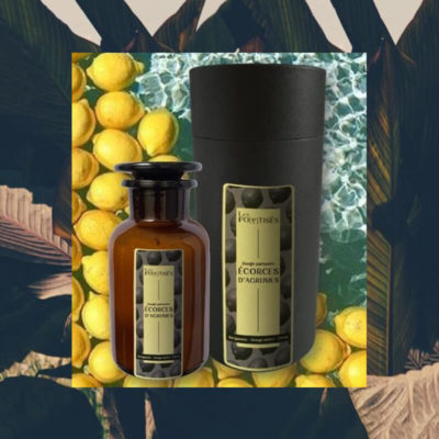 Bougie naturelle parfumée senteur écorce d'agrume avec des citrons