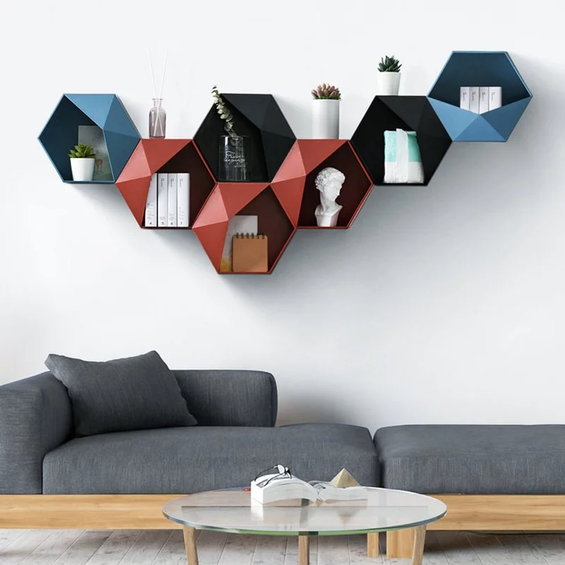Étagère murale hexagonale Honning en bois massif - Atelier Vegvisir