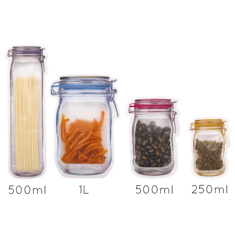 Contenances des sachets de conservation bocal