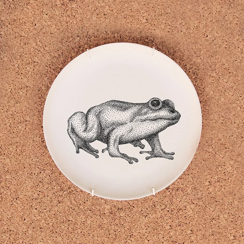 assiette grenouille - détail dessin handmade