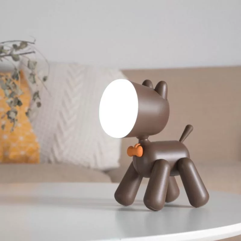 lampe chien marron