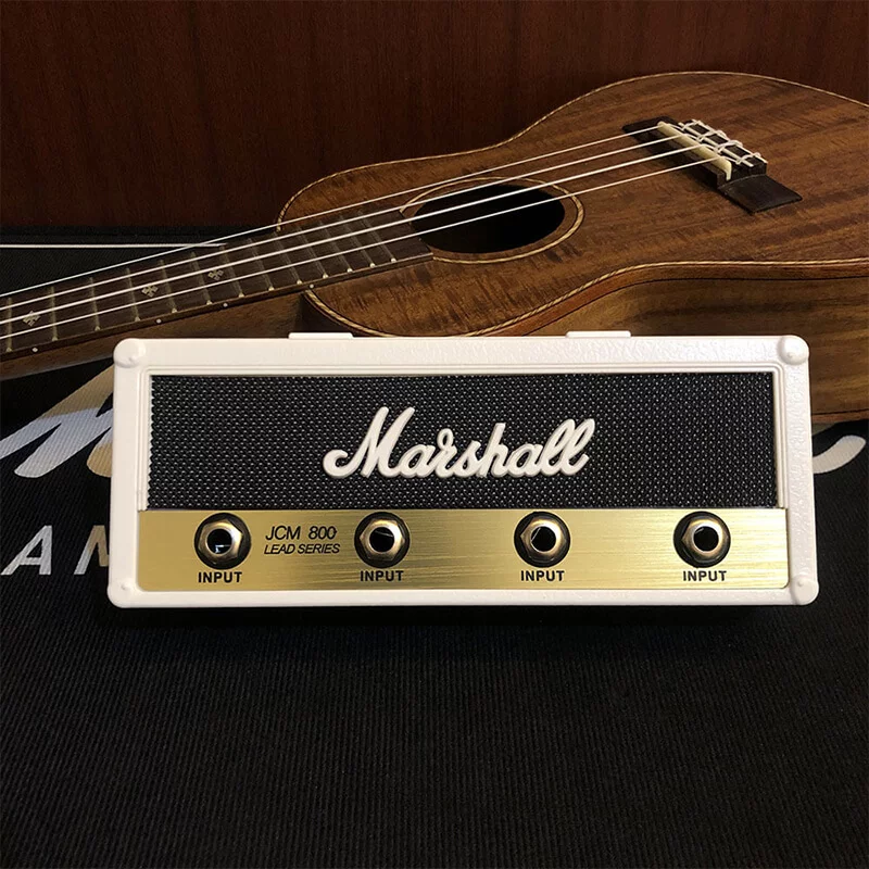 Porte clé marshall blanc avec guitare