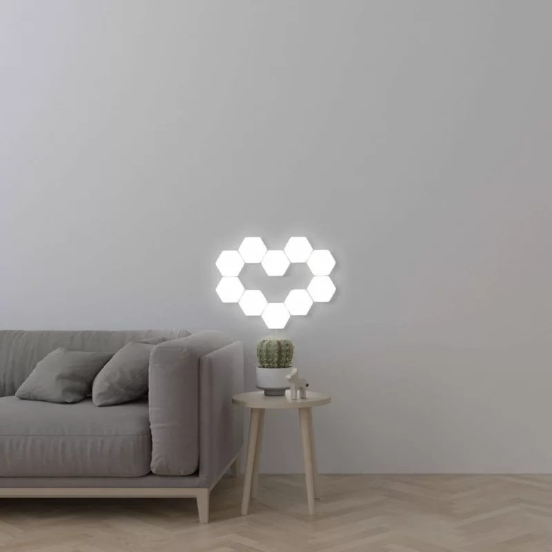 Lampe tactile hexagonale en motif de coeur