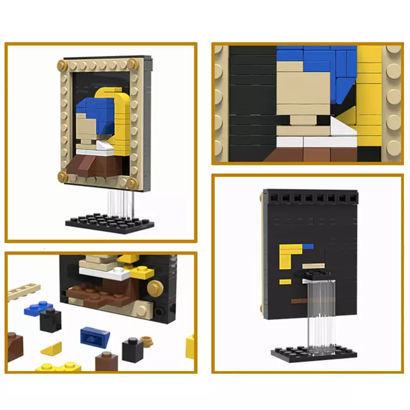 La fille à la perle de Vermeer style tableau Pixel Art