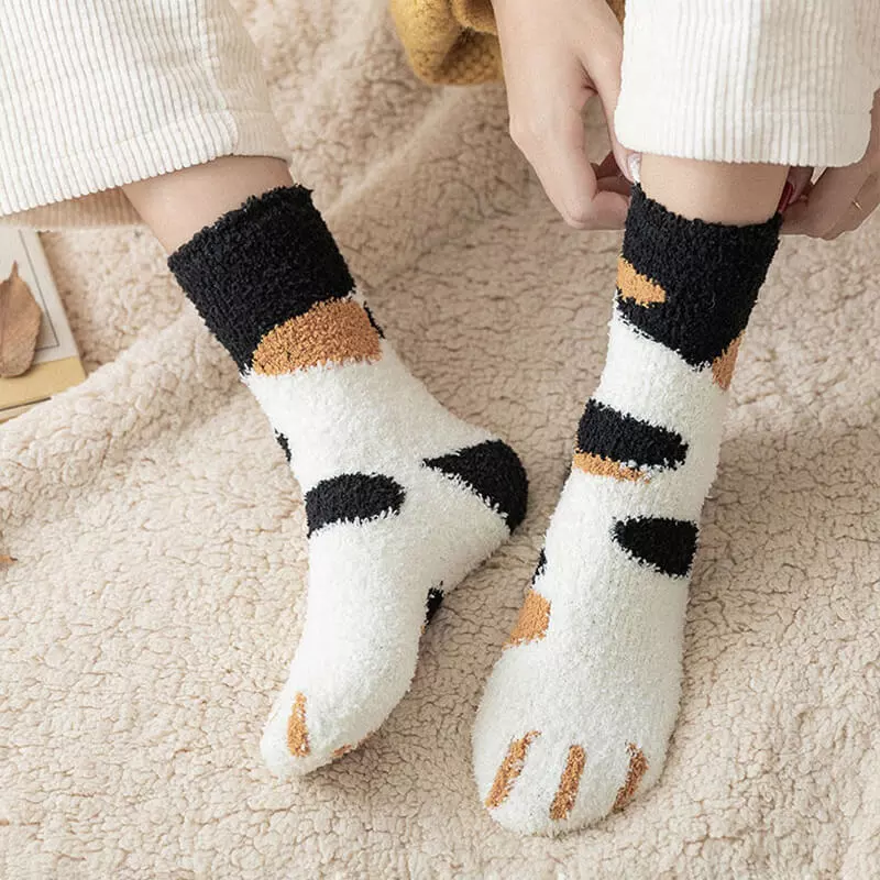 Chaussettes pattes de chat européen multicolore