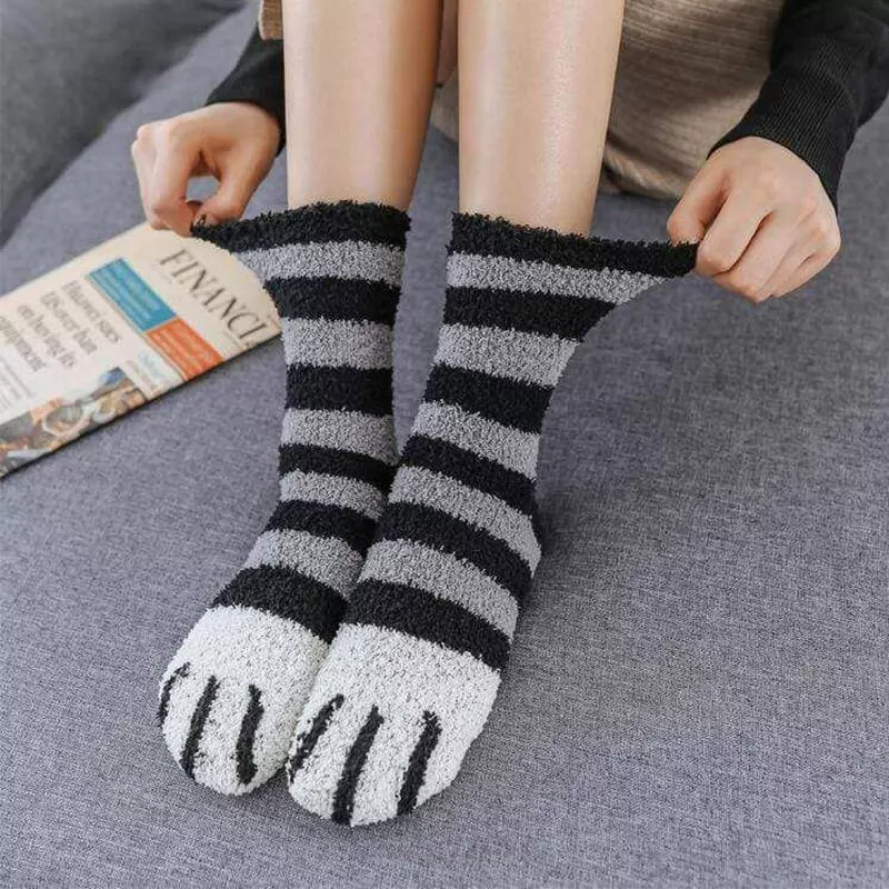 Chaussettes pattes de chat gris