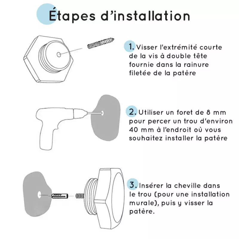 Installation de la patère design vis