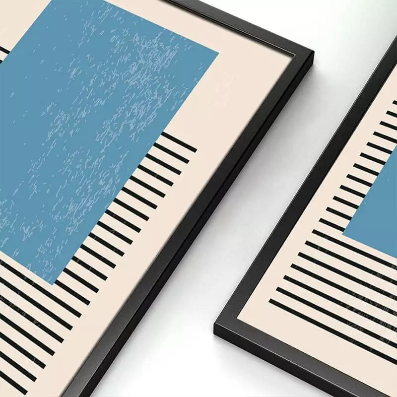 Détails du tableau géométrique bleu