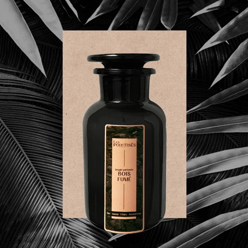 Bougie parfumée au santal, pin, cèdre et cuir