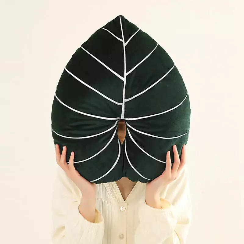 peluche coussin feuille de philodendron